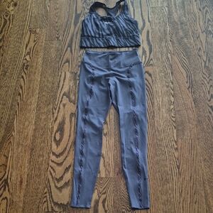 Purple/grey and Black Women's Nike Activewear Set (Leggings=S, Bra=M)